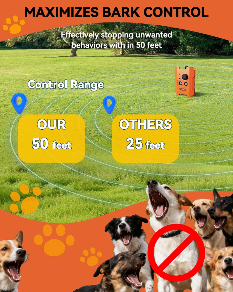 Ultrasonic Dog Bark Control Device – 3 Adjustable Modes, 50FT Precision Range, USB Rechargeable & IPX4 Waterproof Bark Stopper for Indoor and Outdoor Use - PawsPlanet Australia