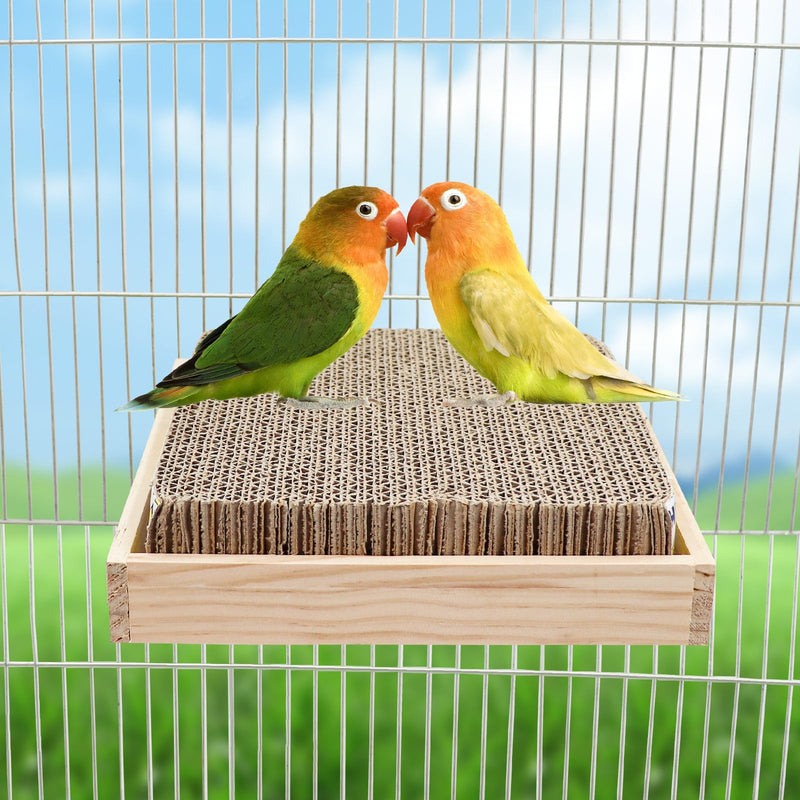Bird Perch Stand Platform with Cardboard Toys, Parrot Chewing Toys, Parakeets Foraging Toys, Bird Paw Grinding Perch, Cage Accessry for Small Birds Parakeets Conure Cockatiels Lovebird - PawsPlanet Australia