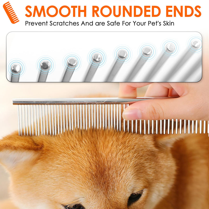 Dog Comb to Remove Tangles and Knots, Cat Comb with Stainless Steel Teeth and Non-Slip Handle, Dog combs for grooming matting for Long Haired Pets (Small) Small
