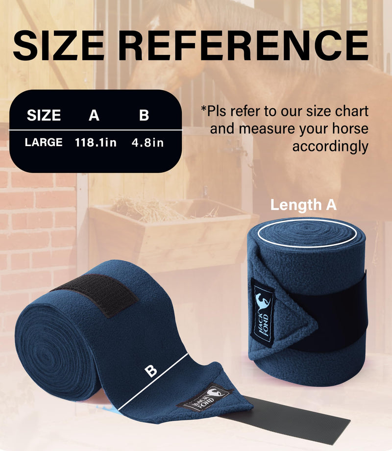 Fleece Horse Polo Leg Wraps Set of 4, 10' Horse Leg Bandages Stable Supplies Equestrian Boots Aegean Blue 10' - PawsPlanet Australia