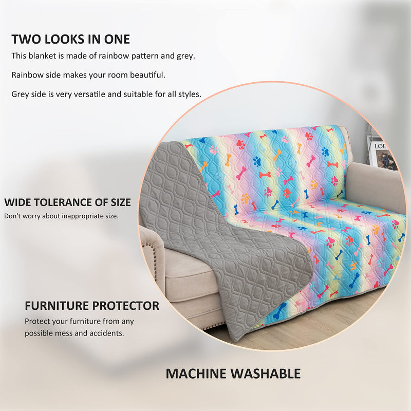 Waterproof Dog Bed Covers for Couch Protection Dog Pet Blanket Furniture Protector (52"x82",Colourful+Grey) Colourful+grey 52“X82” - PawsPlanet Australia