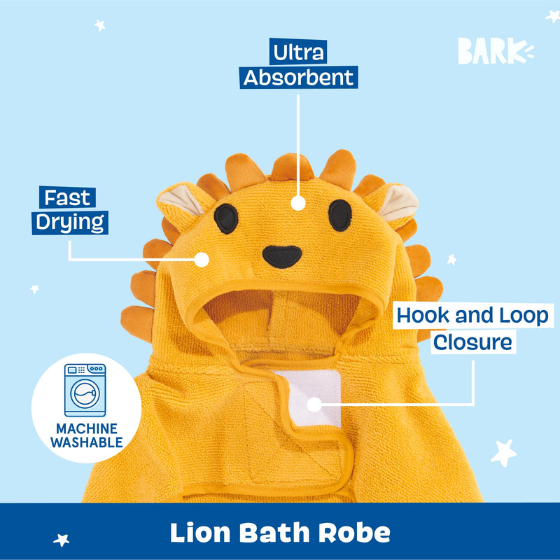 Barkbox Premium Absorbent Dog Towel & Bathrobe - Quick Drying, Luxurious & Soft Dog Bath & Beach Towel for Cats & Dogs (Lion, Small) Lion S - PawsPlanet Australia