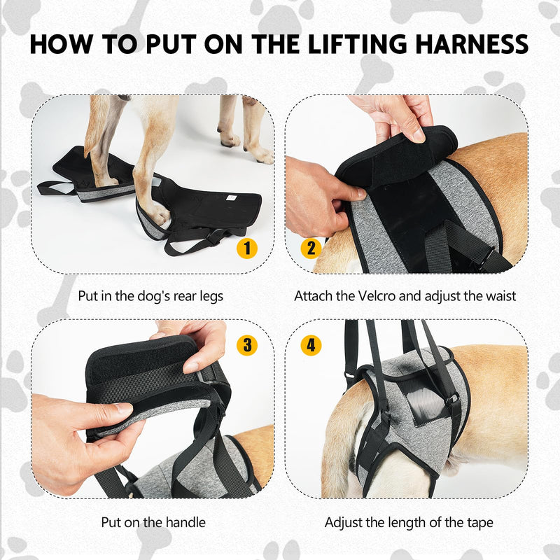 Dog Lifting Harness for Back Legs, Dog Support Harness Slings for Large Medium Small, Adjustable Dogs Brace for Hind Leg, Support Strap for Injured Disabled Elderly Dogs Walking Aid (XL) XL