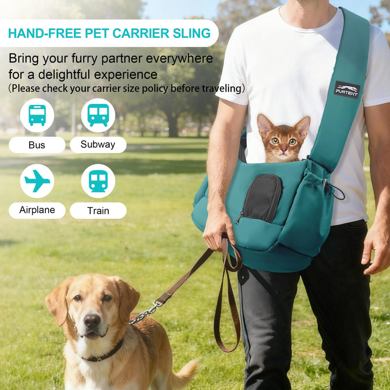 Dog Carrier Sling for Small Dogs & Cats Hand-Free Puppy Sling Purses with Storage Bag and Adjustable Shoulder Strap, Pet Sling Carrier Up to 8.8 Lbs (Blue) Blue Max 8.8lbs - PawsPlanet Australia