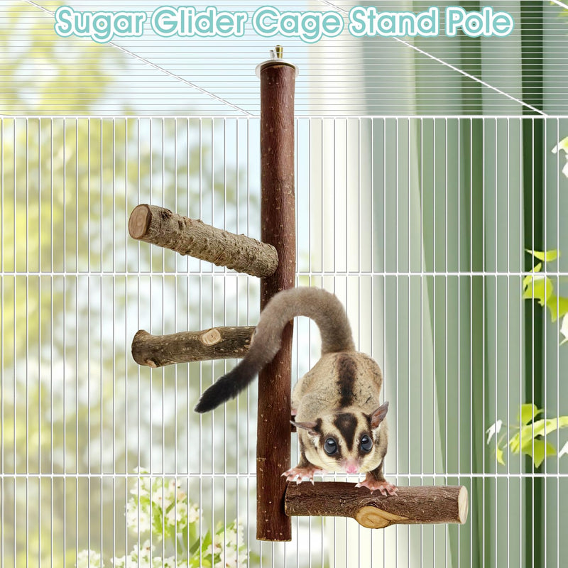 BNOSDM Sugar Glider Toy Natural Fruitwood Perch Stand Squirrel Hanging Wooden Climbing Pole Hamster Paw Grinding Perch Small Animal Cage Accessories for Chinchillas Rats Gerbil Natural Applewood - PawsPlanet Australia
