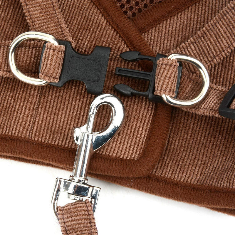 Zunea Small Dog Harness and Leash Set No Pull Adjustable Reflective Step-in Puppy Boy Girl Vest Harnesses Soft Corduroy Mesh Padded for Pet Dogs Cats Chihuahua Brown M M (Chest: 15.5 Inch) - PawsPlanet Australia