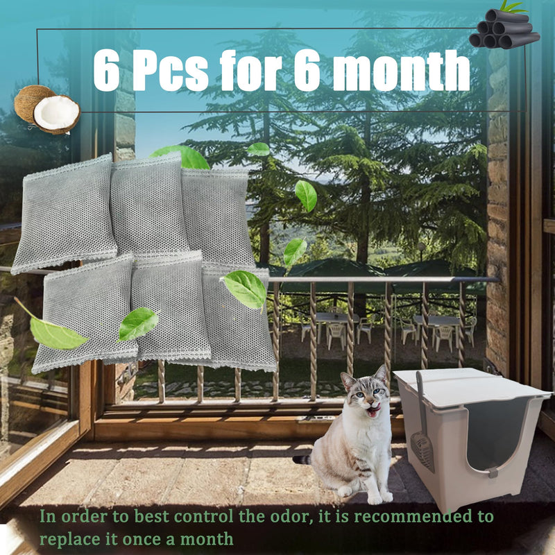 6PCS Activated Charcoal Odor Absorber Bags Compatible with Modkat Flip Cat Litter Box Kit，Natural Freshest Coconut shell Charcoal Bags，Absorb Odors/Control Damp from Pets/Keep Home Fresh - PawsPlanet Australia