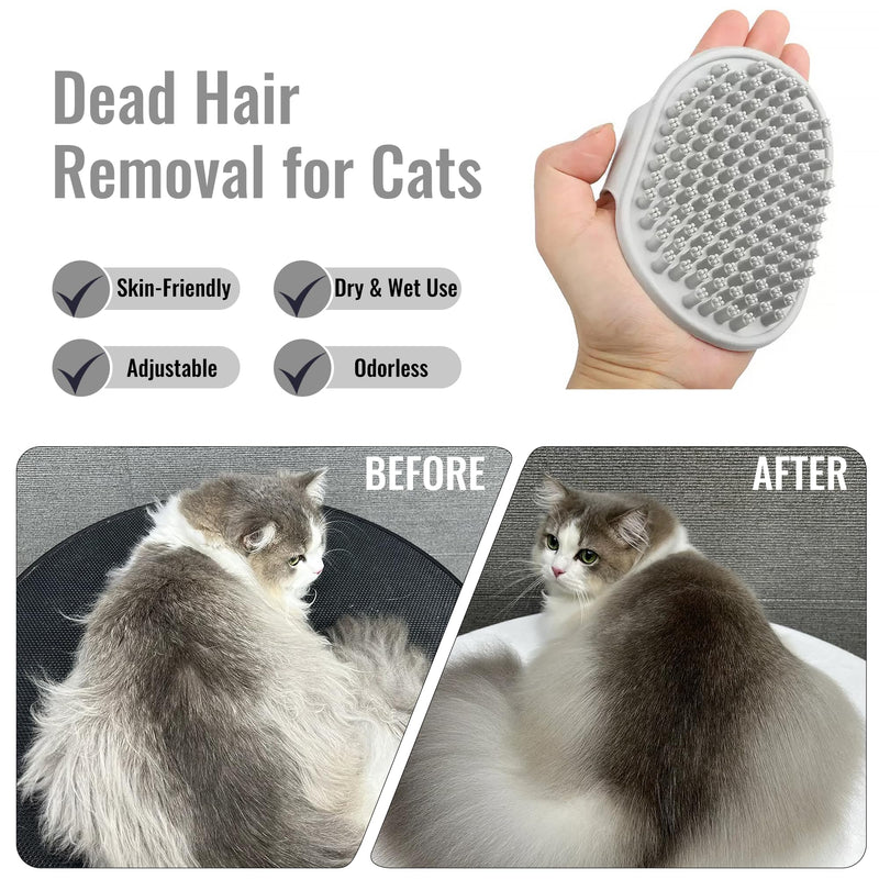 Silicone Dog Bath Brush, Soft Self Grooming Cat Brushes for Indoor Cats, Multi-Functional Wet & Dry Usage Pet Corner Scratcher for Bathing, Massage & Hair Cleaning, Blue*2PCS - PawsPlanet Australia