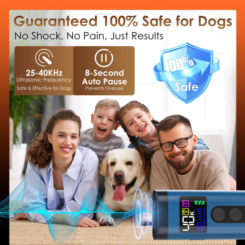 Dog Bark Deterrent Device – 65FT Range Anti Barking Device for Dogs, Stops Neighbor’s Dog Barking with 3 Ultrasonic Frequencies (25/30/40kHz) & 5 Sound Modes, for Indoor & Outdoor Training Blue