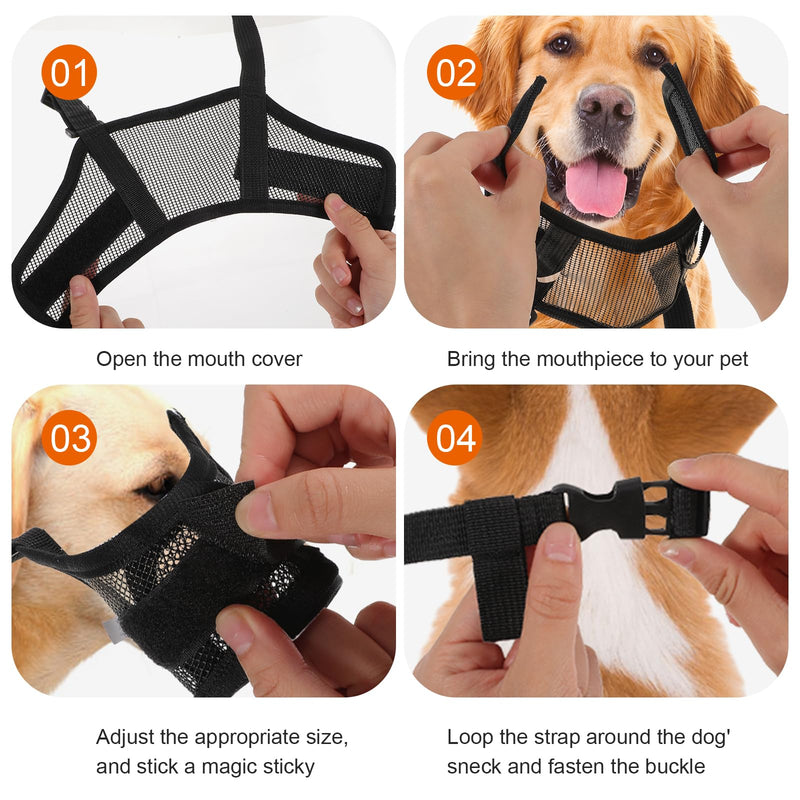 Dog Muzzle Air Mesh Muzzles Soft Cotton Mesh Dog Muzzle Anti-Biting Adjustable Breathable Mouth Guard for Small Medium Large Dogs Biting Chewing Grooming Allow Panting Drinking - PawsPlanet Australia