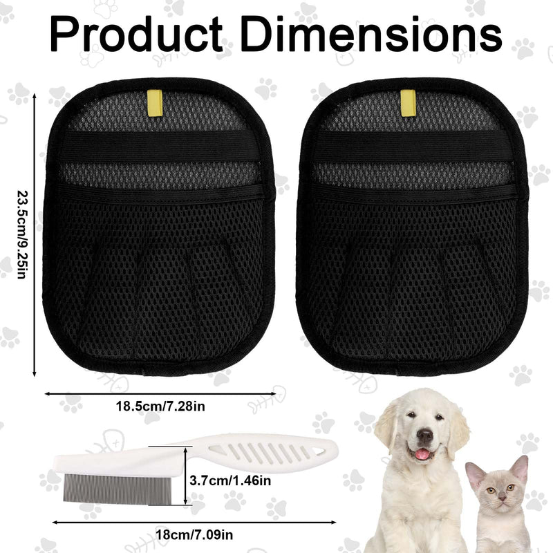 1 Pair Pet Hair Removal Gloves, Reusable Five-Finger Electrostatic Grooming Remover Gloves with Comb Brush Tool Supplies for Cat Dog Hair Removal on Furniture Couch Pet Bed Carpet Rug Curtains