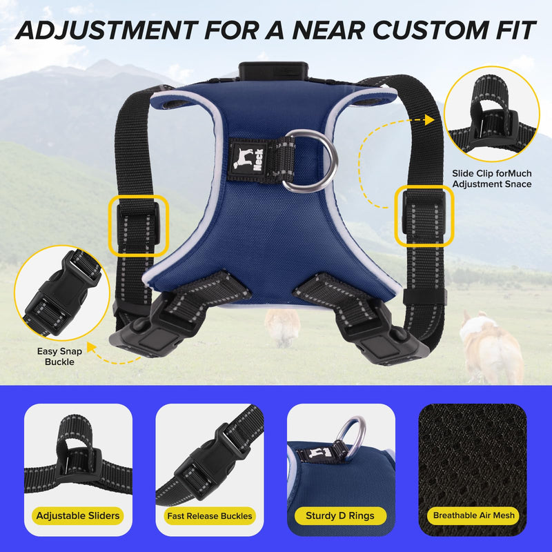 Light Up Dog Harness, Led No-Pull Reflective Dog Vest, Breathable Adjustable Pet Harness with Handle for Outdoor Walking - No More Pulling, Tugging or Choking (Blue, XL) Blue - PawsPlanet Australia