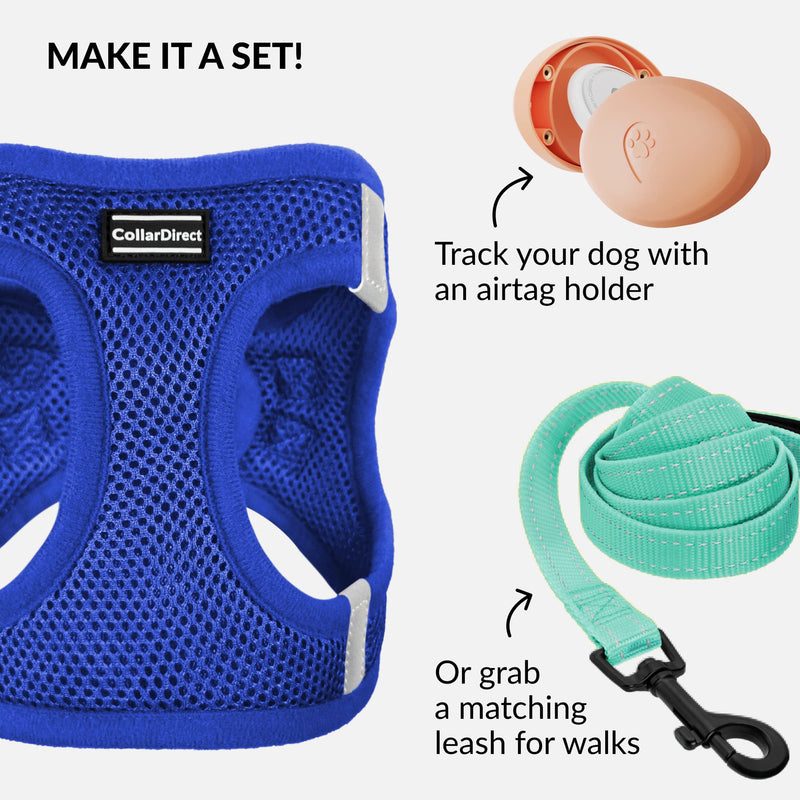 CollarDirect Step-in Reflective Dog Harness - Any Weather Air Mesh for Small and Medium Dogs Easy to Put On and Off (Size XS, Dark Blue)