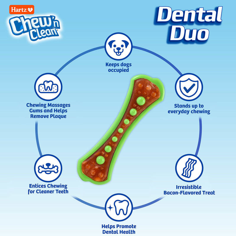Chew 'n Clean Dental Duo Bacon Flavored Dental Dog Treat & Chew, Color Varies, XL - PawsPlanet Australia