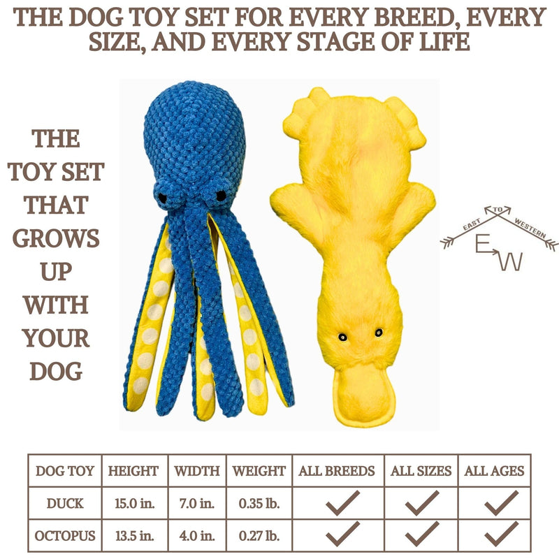 Duck and Octopus Dog Toys - Crinkle Dog Toy, Squeaky Dog Toy, Plush Dog Toy, No Stuffing Dog Toy, Interactive Boredom Busy Toy, Calming Cuddle Dog Toy, Puppy Play Toy - Large, Medium, Small Dog Gifts - PawsPlanet Australia