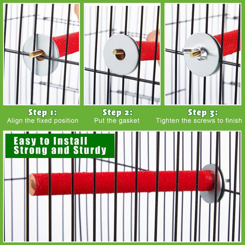 10 Pieces Bird Perch Stand Parrot Stand Paw Grinding Stick Parrot Perch Rough Surfaced Bird Cage Stand Colorful Wooden Parakeet Perch Toys for Cockatiels Cage Accessories