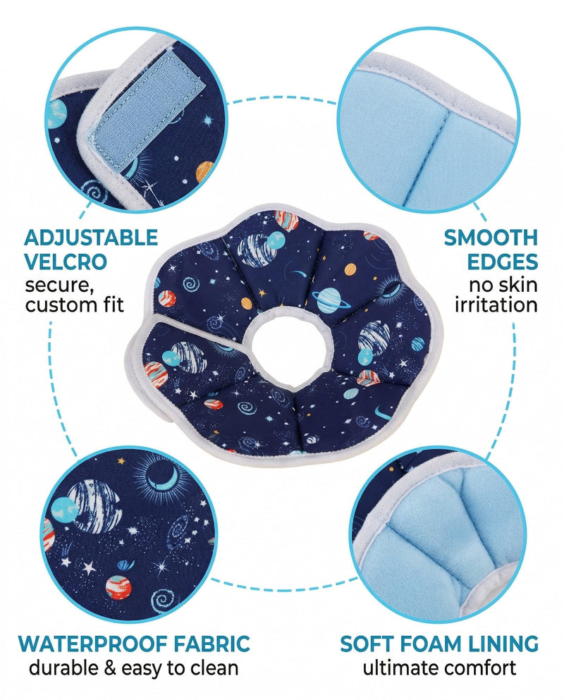 Soft Planet-Style Neck Brace for Cats & Small Dogs, Adjustable Recovery Cone After Surgery, Comfortable Protective Brace Against Injuries and Skin Problems for Puppies, Kittens and Cats (S)