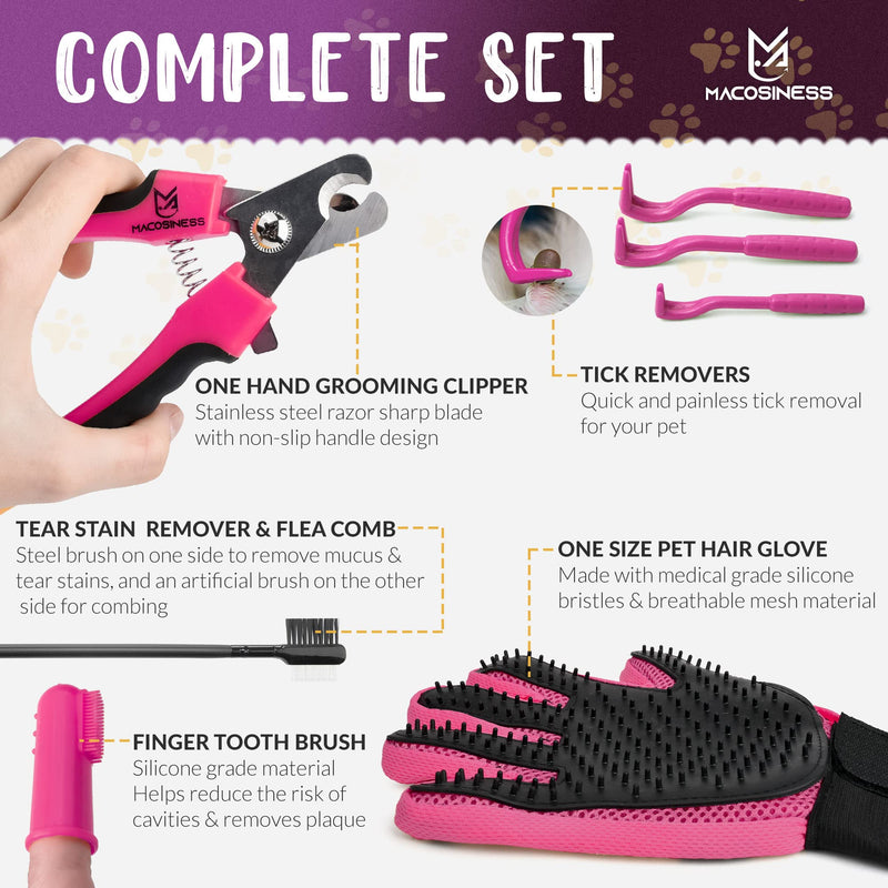 Pet Grooming Hammock for Nail Trimming - Complete Groomers Helper Set for Pet - Dog Grooming Hammock with Hook - Cat Nail Clipper - Dog Hammock for Nail Clipping (L, Purple with Gold Paws) PREMIUM SET - Purple with gold paws L - PawsPlanet Australia
