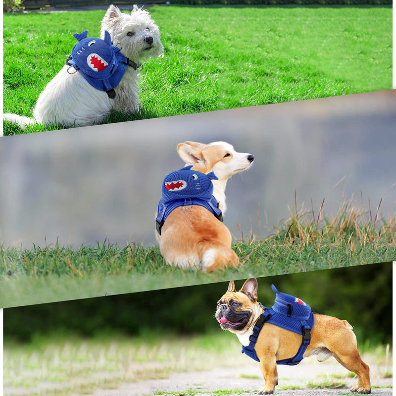 Dog Harness with Backpack, Adjustable Dog Backpack Harness for Small Medium Dogs, No-Pull Breathable Backpacks for Dogs to Wear, for Traveling, Hiking, Camping, Training, Blue S Blue Shark - PawsPlanet Australia