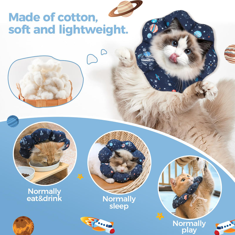 ComSaf Cat Cone Collar Soft, Protective Adjustable Cat Cones to Stop Licking After Surgery, Comfortable Lightweight Elizabethan Collar for Cat Kitten Prevent from Licking Wounds, Not Block Vision M (Neck:6.5-10 in)