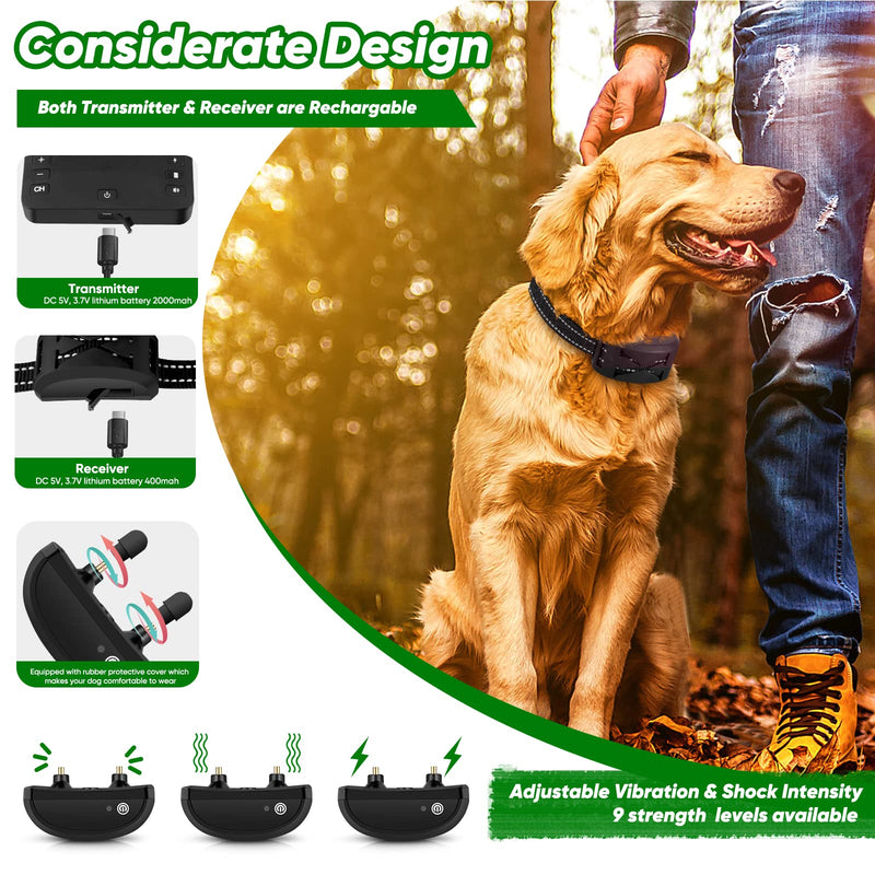 Wireless Dog Fence,Remote Training Collar & Electric Fence,Waterproof & Rechargeable,2025 Wireless Dog Training Collar for Medium & Large Sizes Dogs Extra Collar