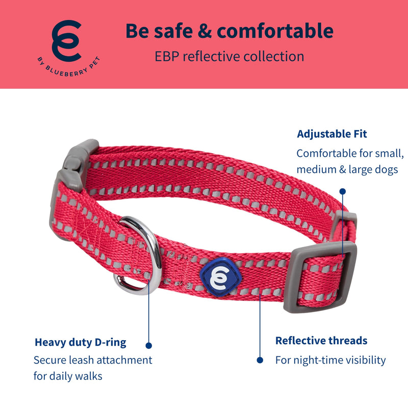 Blueberry Pet Essentials Reflective Dog Collar & Leash Set, Adjustable for Small Dogs | Safe Walking Gear for Pet Parents, Puppy Training & Daily Use SmallDogs, Very Berry - PawsPlanet Australia