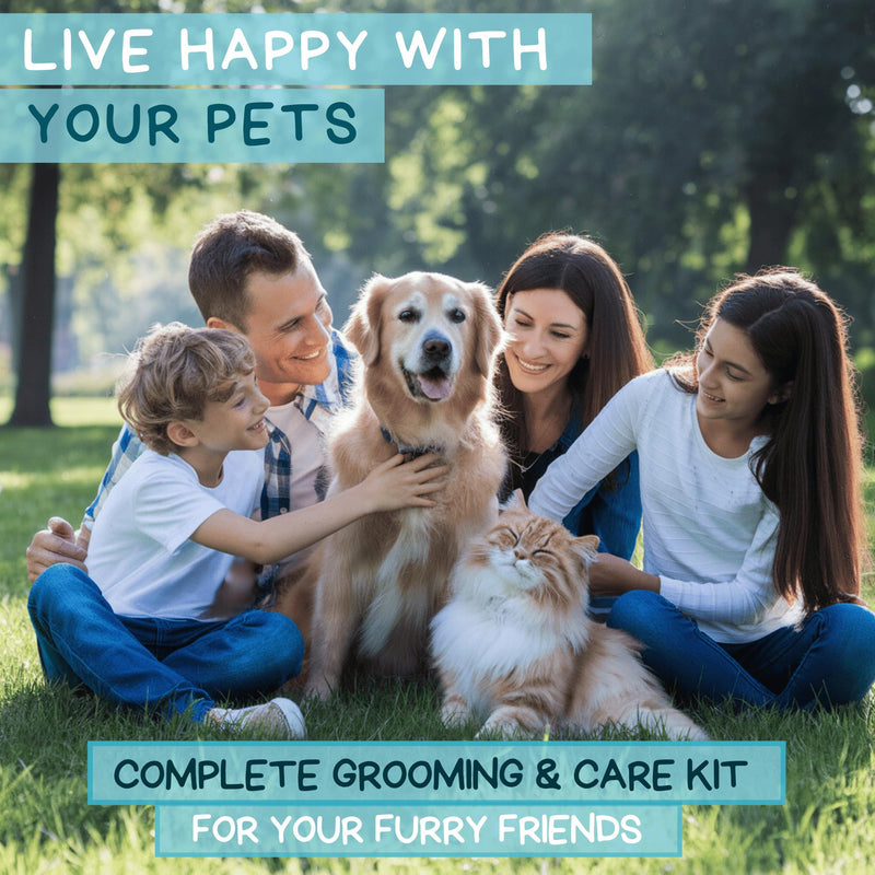 6 in 1 Dog Washing Kit for Loving Dogs & Cats - Dog Bath Brush, Dog Shampoo Brush, Dog Scrubber for Bath, Dog Washing Gloves and Mittens for Short & Long Haired Dog/Cat - Pets Love It! - PawsPlanet Australia