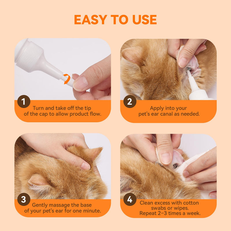 Ear Cleaner for Dog & Cats, Dog Ear Drop and Infection Treatment, Dog Ear Cleaning Solution- Cleaning,Soothing and Deodorizing Itchy Ears 4oz 4 oz - PawsPlanet Australia