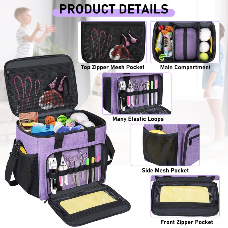 Pet Grooming Bag, GMAK Pet Grooming Tote Bags Supplies Organizer Case Dogs Cats Tool Organizer Tote for Pets Grooming Tools Kit, Clippers, Brush, Scissors or Other Pets Care Supplies, Purple(Bag Only) - PawsPlanet Australia