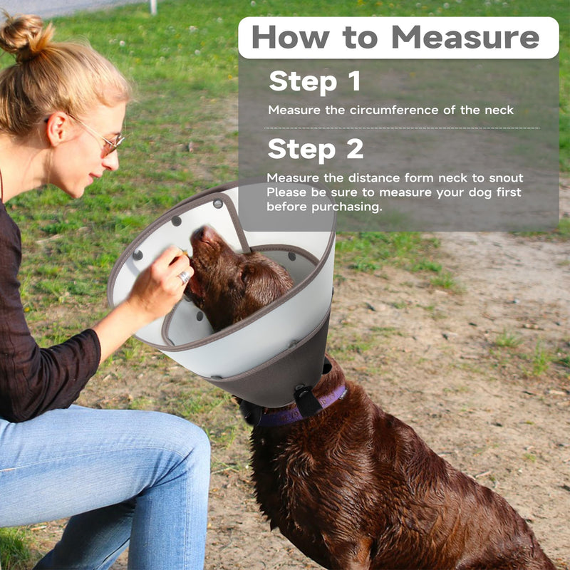 Soft Dog Cone Collar After Surgery,Clear Padded Collar,E-Collars for Dogs to Prevent Licking Wound, Adjustable Dog Recovery Collar for Large Medium Small Dog,Elizabethan Collar L L(Neck Girth 13.7"-16.9"Collar Depth 10.4") Grey - PawsPlanet Australia