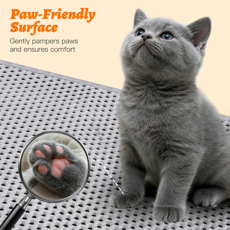 Large Cat Litter Box Mat for Cats, Double Layer Honeycomb Cat Litter Trapping Mats, Waterproof, Urine Proof,Non-Slip Litter Pad for Indoor Kitty Cat Litter Mat, Easy to Clean Grey (33.8'' x 23.6'') 33.8'' x 23.6'' - PawsPlanet Australia