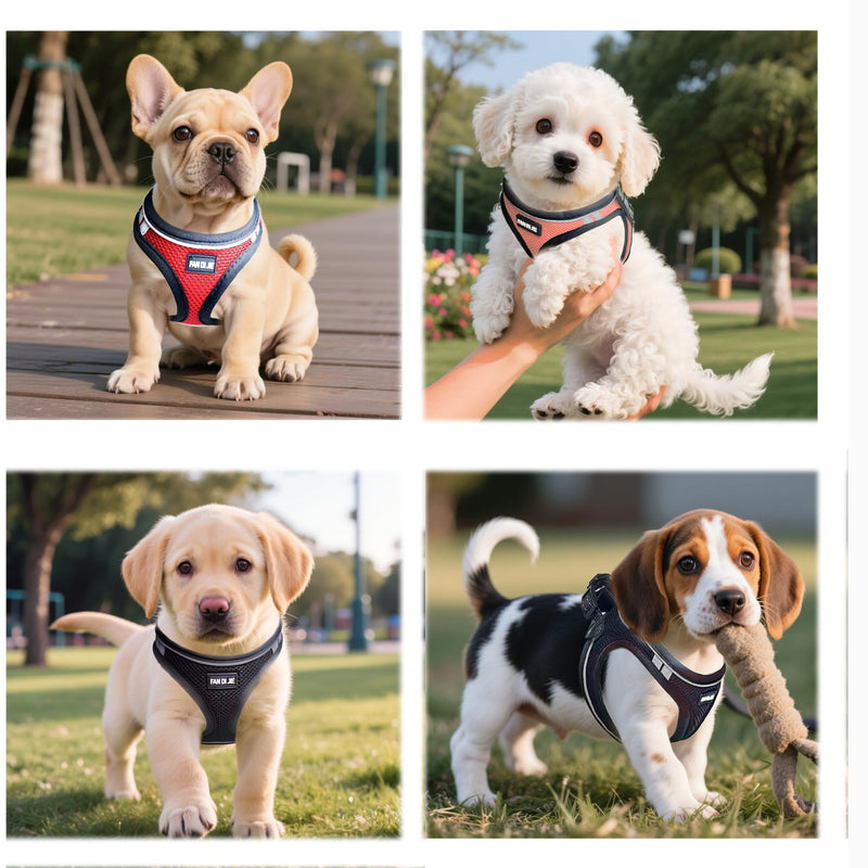 Dog Harness and Leash Set, No Pull Soft Mesh Pet Harness -in Puppy Pet Vest Harnesses for XS,Small,Medium Dogs and Cats Black-XS XS (Chest: 12.5-14") - PawsPlanet Australia