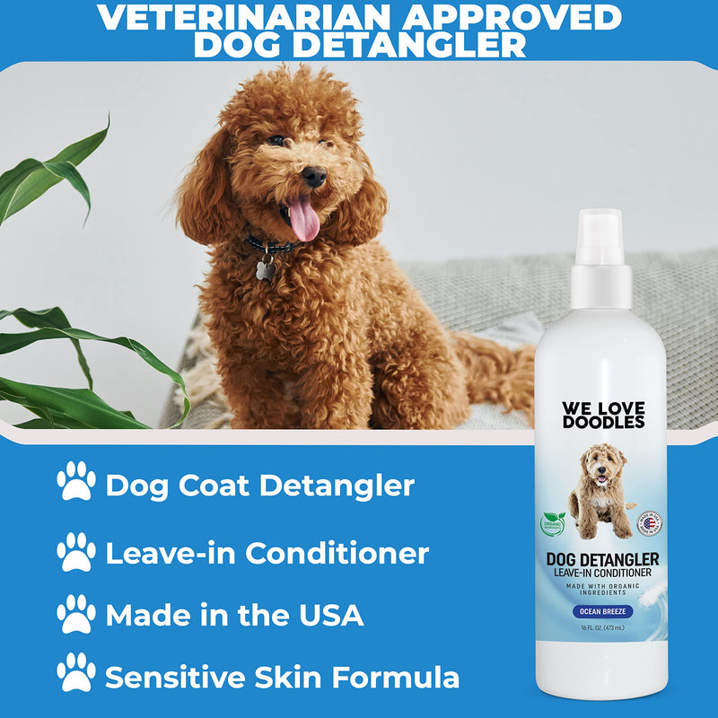 We Love Doodles Dog Dematting Brush & Rake, Dog Detangler Spray (Ocean Breeze) for Dogs, Bundle - Stainless Steel Blades - Made in the USA - PawsPlanet Australia
