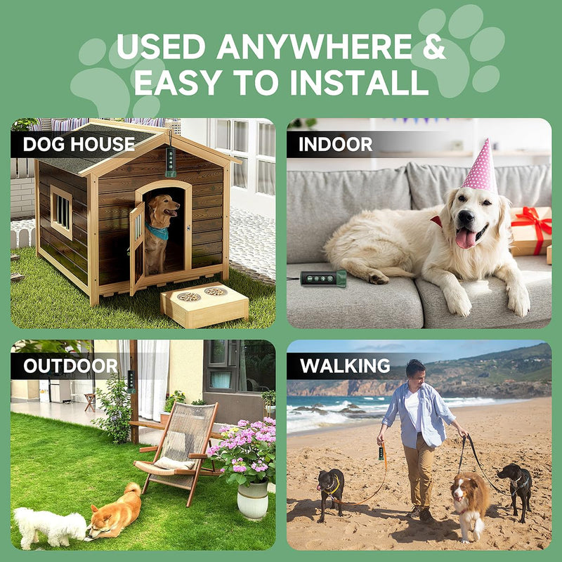 BOKKY 6-in-1 Anti Barking Device for Dogs with 3X Sonic Emitters Convertible Waterproof Dog Bark Deterrent of 4 Heads Up to 32FT Long - Safe for Dogs Training - Indoor & Outdoor 1PACK-Green