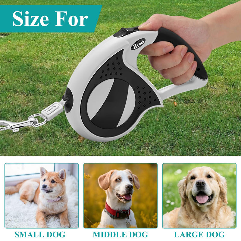 16 Ft Retractable Dog Leash, Dog Walking Leash with Anti-Slip Handle, One-Handed Pause & Lock, Dog Leash Suitable for Small/Medium/Large Sized Dogs, Black