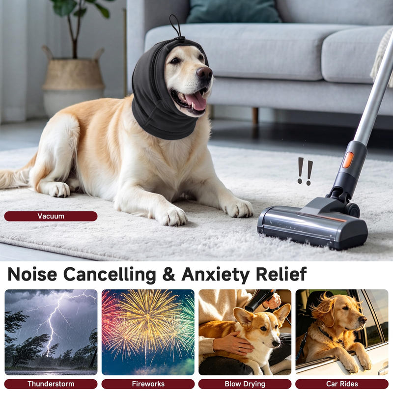 Ear Protection for Dogs, Soothing Fireworks, Thunderstorms, Infection Prevention & Ear Hygiene, Elastic, Grey, M gray