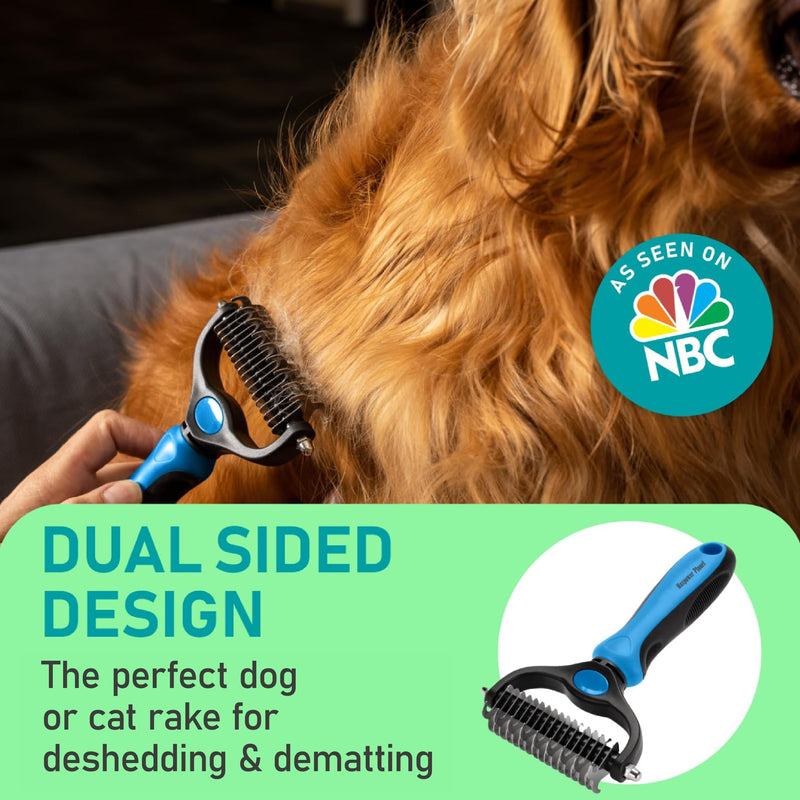 Maxpower Planet Dog Grooming Rake and Blue Deshedding Tool - Double-Sided Dermatting Brush and Grooming Brush for Pets - PawsPlanet Australia