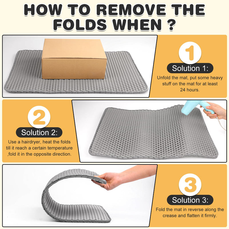 Cat Litter Mat Double Layer Waterproof Urine Proof Trapping Mat 1 Pack (Gray, 30x24 Inch) 30 x 24 Inch-1Pack - PawsPlanet Australia