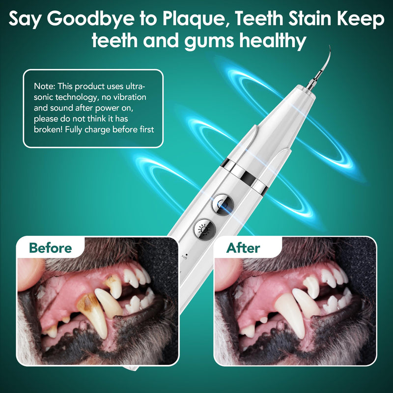 Plaque Remover for Teeth - Pet Ultrasonic Toothbrush Cleaner - Teeth Cleaning Kit for Tartar and Stains - Suitable for Dogs and Cats (White) White - PawsPlanet Australia