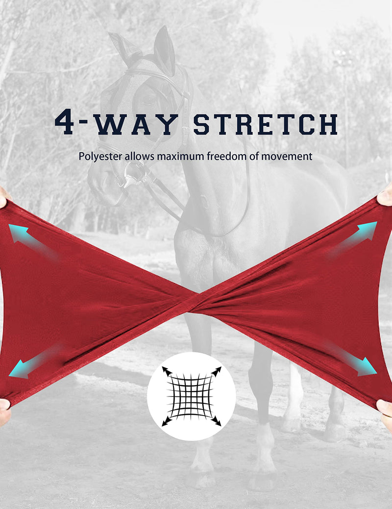Horse Fly Mask with Ears, UV Protection Fly Mask for Horses, Elasticity Fly Mask with Big Mesh Eye Covers, Snug Fitting Comfortable Breathable Lightweight Fly Mask Horse Rose Red Cob Medium - PawsPlanet Australia