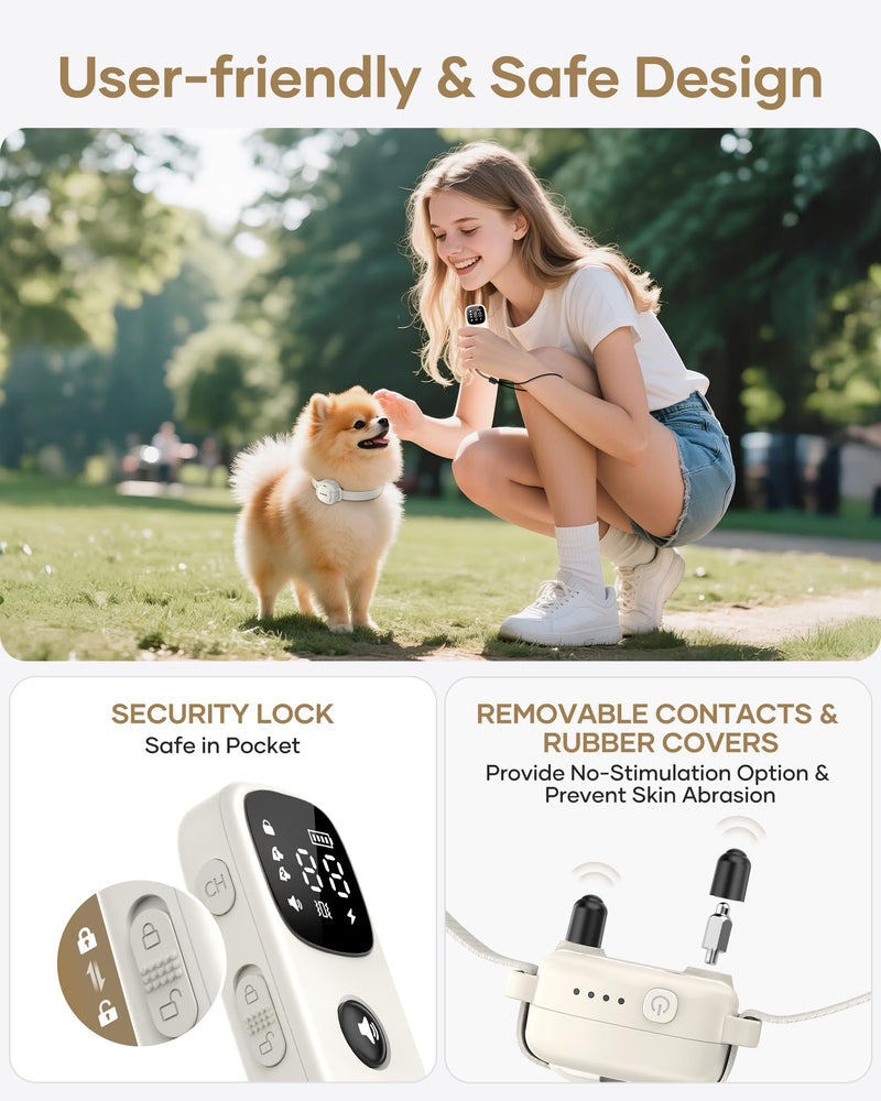 Jugbow Shock Collar for Small Dogs - 4200FT Dog Training Collar with Remote for 5-30lbs Mini Small Dogs, IPX8-Waterproof Rechargeable E-Collar with Beep (1-9), Vibration(1-3), Safe Shock(0-16) White