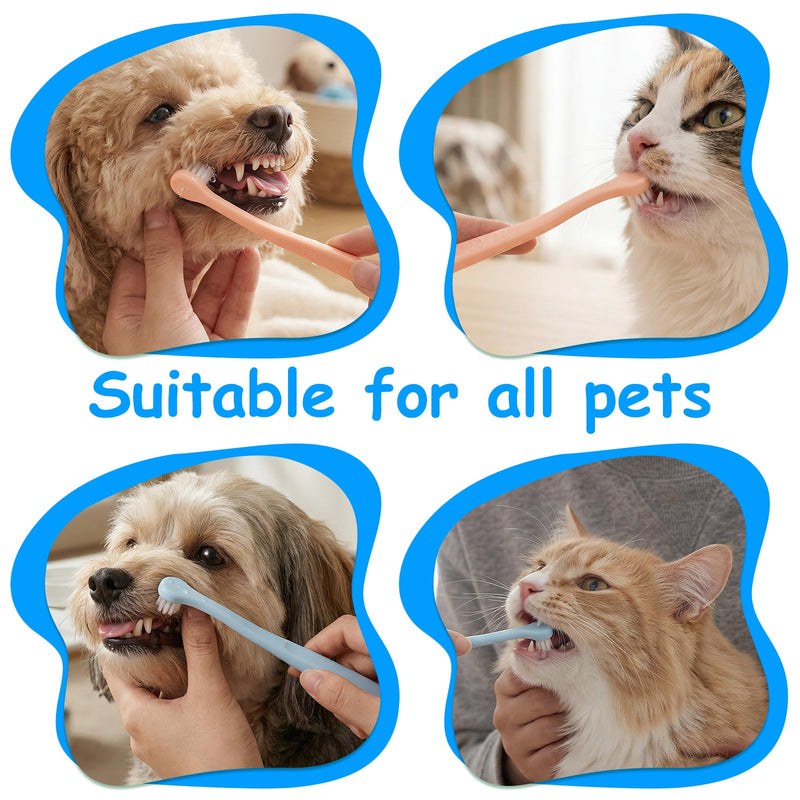 2PCS Small Dog Toothbrush, Micro Head Soft Cat Toothbrush, Kitten Tooth Brush for Easy Dental Cleaning Dental Care, Soft Bristles, Easy to Handle, Pink, Blue