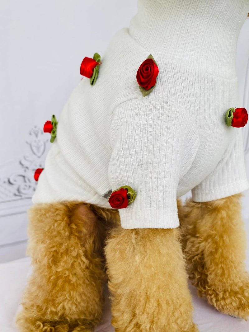 Pet Sweater with Red Roses for dog or cat (Medium) Medium - PawsPlanet Australia