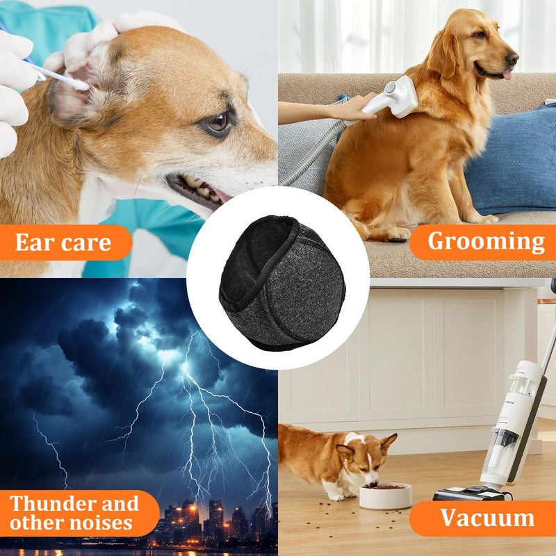 Dog Ear Muffs, Noise Cancelling Adjustable Ear Muffs for Dogs, Comfortable Calming Hood for Fireworks, Thunder, Bathing, Grooming(M)