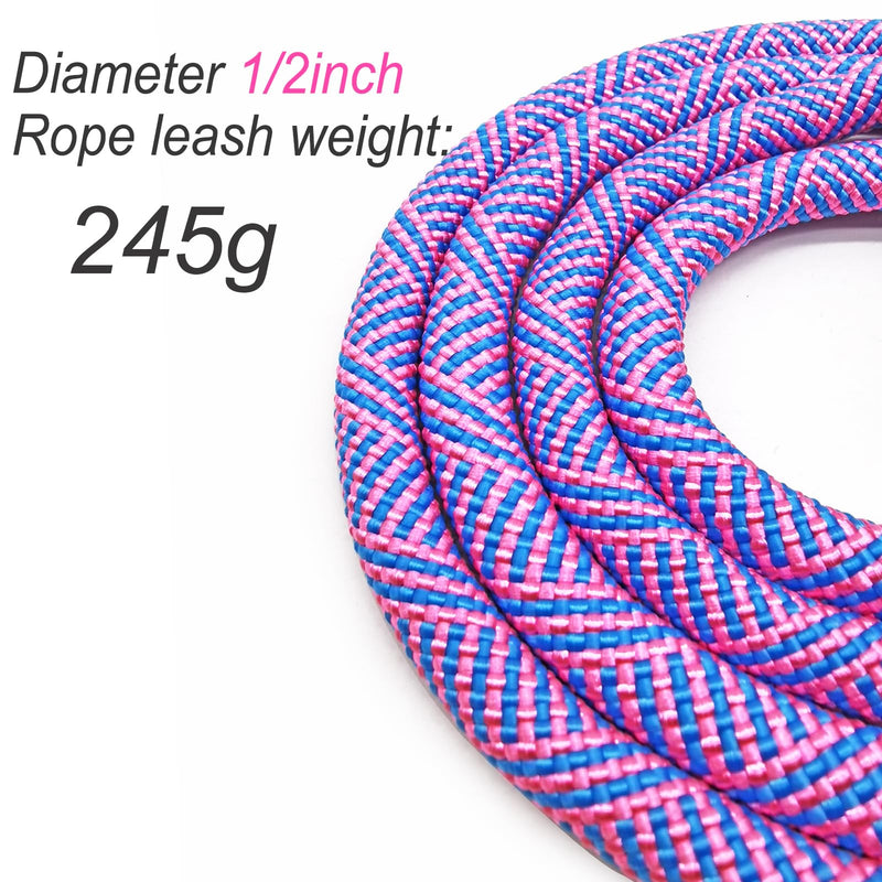 Double Dog Leash Coupler, Extension Rope for Two Dogs, No Tangle Dual Dog Lead Splitter for Large Medium Dogs Over 40 lbs (1/2" X 33"- Pinkblue) Large (1/2"D x 33"L)