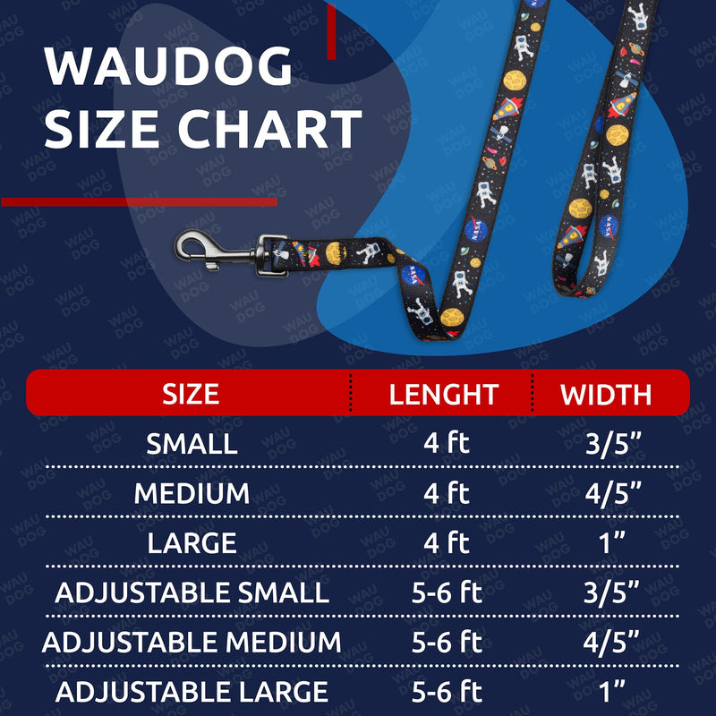 WAUDOG Nylon Dog Leash - 4 Ft, Strong & Heavy Duty for Large Dogs & Puppies 4 Ft x 3/5" Wide NASA - PawsPlanet Australia