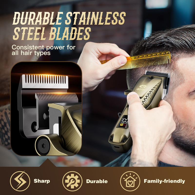 Hair Clippers for Men Professional, Cordless Clippers and Trimmers Set for Hair Cutting, 8500RPM Rechargable Electric Hair Trimmer for Self-Haircut and Family Use (Bronze) Bronze