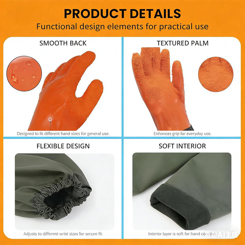 YOFANG Pet Grooming Gloves,27.2" Extra Long Waterproof Rubber Washing Gloves for Dogs & Cats,Anti-Bite Anti-Scratch Hair Removal Cat Bath Gloves with 3000+ Massage Particles,Orange 27.2" L Orange - PawsPlanet Australia