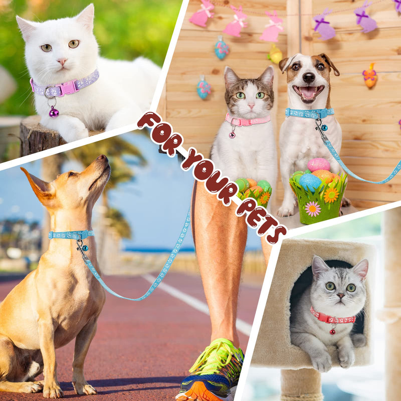 Amylove 48 Pcs Dog Collar and Leash Set, Polypropylene Adjustable Puppy Collars for Medium Dogs Small Pet Puppy Walking Training with Hook and Buckle(Multicolor,Paws Pattern) Multicolor Paws Pattern - PawsPlanet Australia