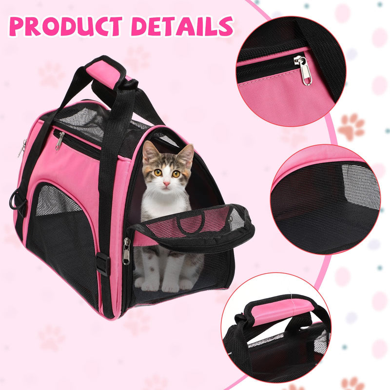 2 Pcs Pet Carrier, Soft Sided Pet Travel Carrier for Cats, Airline Approved Kitty Portable Dog Bags for Traveling Little Dogs, Rabbits, Puppy, Cat(S,Pink, Purple) Small Pink, Purple - PawsPlanet Australia